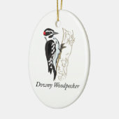 Illustratie Downy Woodpecker Keramisch Ornament (Links)