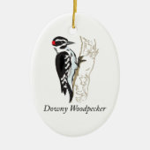 Illustratie Downy Woodpecker Keramisch Ornament (Voorkant)