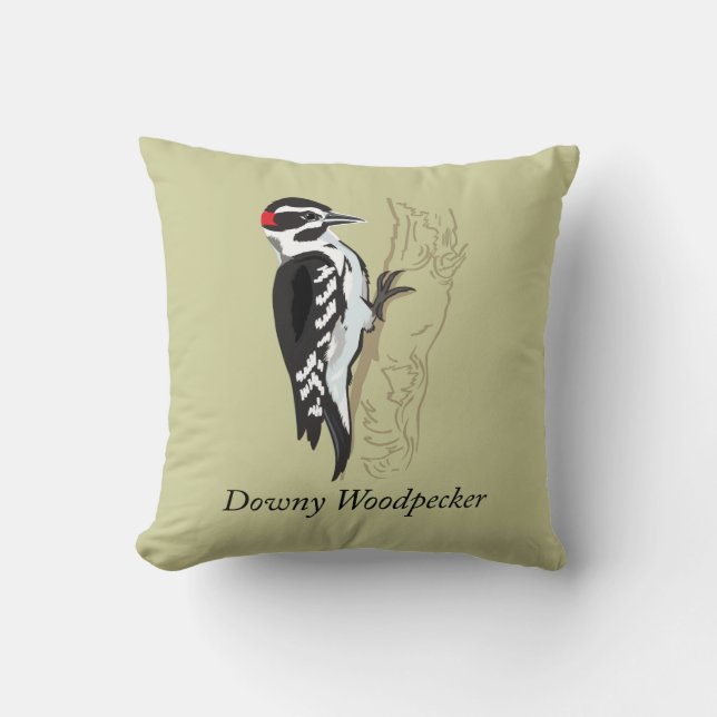 Illustratie Downy Woodpecker Kussen (Voorkant)