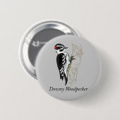 Illustratie Downy Woodpecker Ronde Button 5,7 Cm (Voorkant /achterkant)