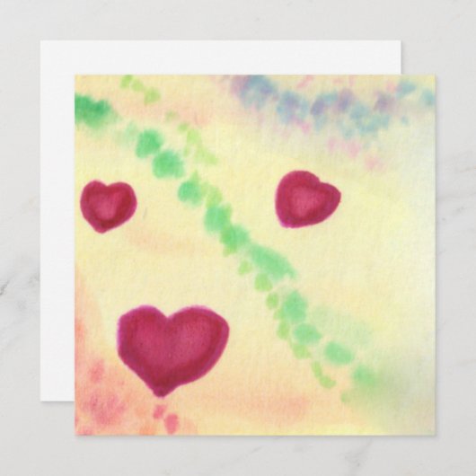Illustratie drie hartliefdessymbool waterverf feestdagenkaart (Voorkant / Achterkant)