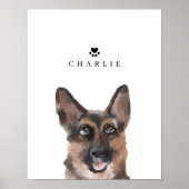 Illustratie Duitse Waterverf Shepherd: Dog's Name Poster (Voorkant)