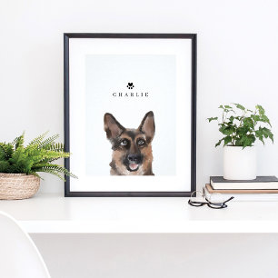 Illustratie Duitse Waterverf Shepherd: Dog's Name Poster