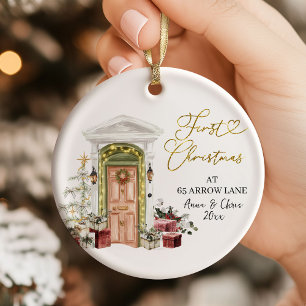 Illustratie Eerste Kerstmis in ons nieuwe huis Keramisch Ornament