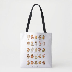 illustratie eetbare niet-eetbare paddenstoelen tote bag