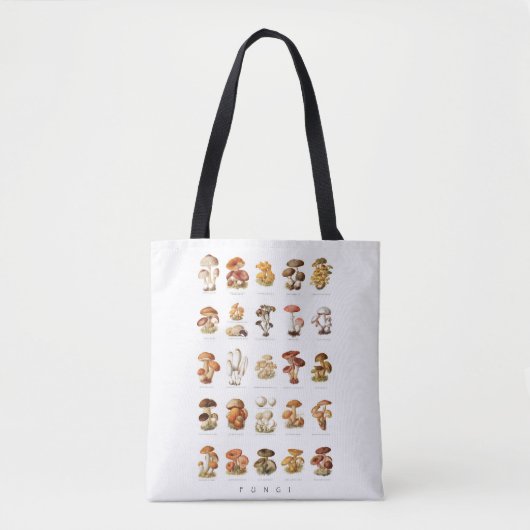  illustratie eetbare niet-eetbare paddenstoelen tote bag (Voorkant)