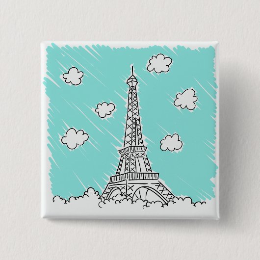 Illustratie Eiffeltoren, knop Vierkante Button 5,1 Cm (Voorkant)