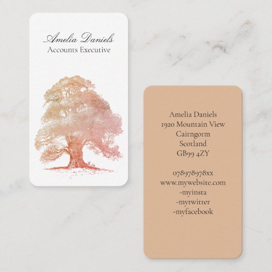 Illustratie eikenboom in het Visitekaartje van Cre (Voorkant / Achterkant)