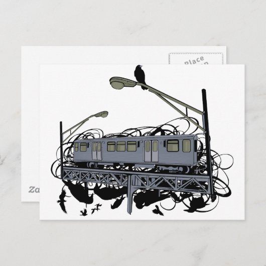 Illustratie: El Train & Crows Briefkaart (Voorkant / Achterkant)