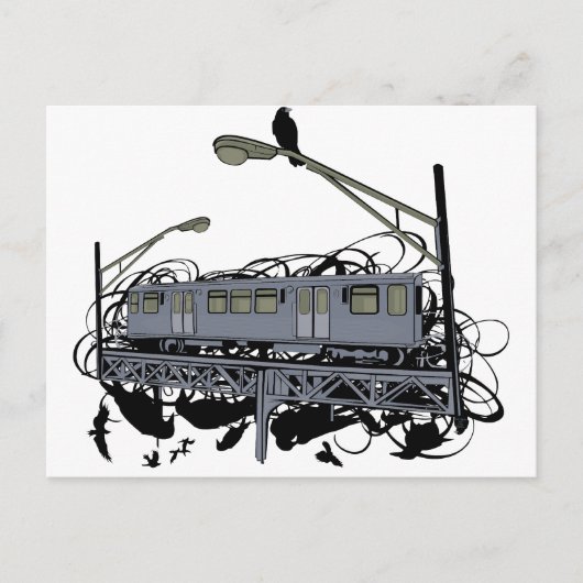 Illustratie: El Train & Crows Briefkaart (Voorkant)