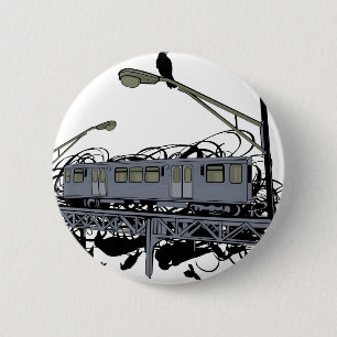 Illustratie: El Train & Crows Ronde Button 5,7 Cm