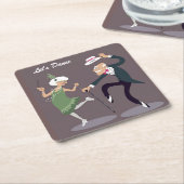 Illustratie Elder Couple Dancing Kartonnen Onderzetters (Schuin)