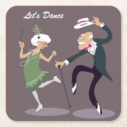Illustratie Elder Couple Dancing Kartonnen Onderzetters (Voorkant)
