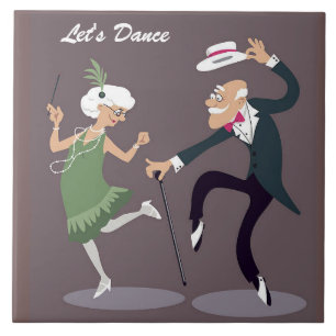 Illustratie Elder Couple Dancing Tegeltje