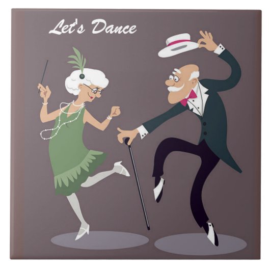 Illustratie Elder Couple Dancing Tegeltje (Voorkant)