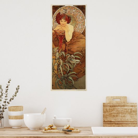 Illustratie Emerald door Alphonse Mucha Poster (Keuken)