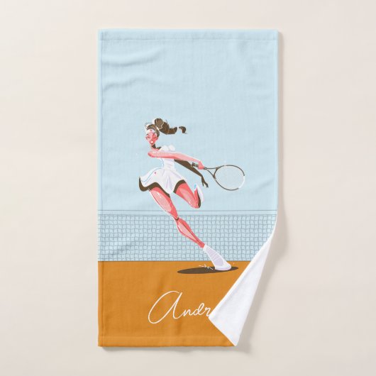 Illustratie en naam van de Cartoon Tennis Player v Handdoek (Handdoek)