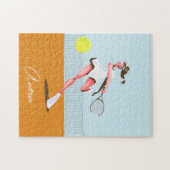 Illustratie en naam van de Cartoon Tennis Player v Legpuzzel (Horizontaal)