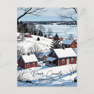 Illustratie en wintergedicht van Door County Wisco Briefkaart