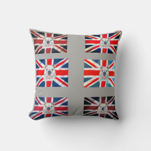 Illustratie Engelse Bulldog en Union Jack Kussen