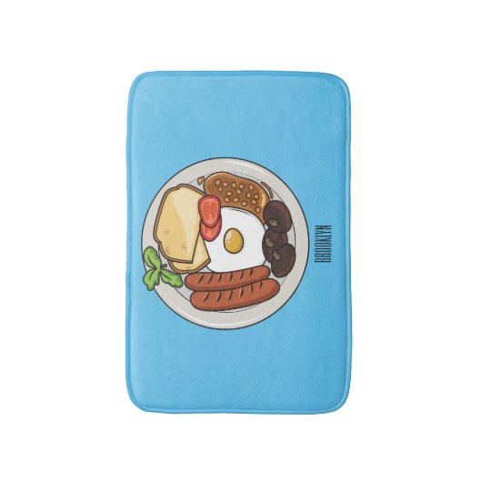 illustratie Engelse ontbijtcartoon Badmat (Voorkant Verticaal)