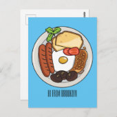 illustratie Engelse ontbijtcartoon Briefkaart (Voorkant / Achterkant)