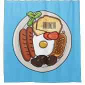 illustratie Engelse ontbijtcartoon Douchegordijn (Voorkant)