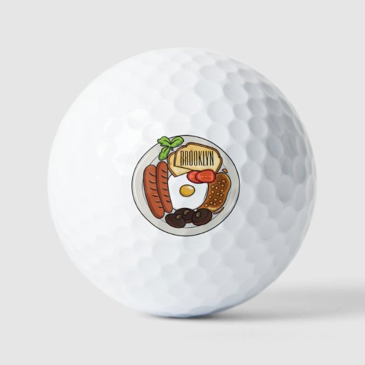 illustratie Engelse ontbijtcartoon Golfballen (Voorkant)