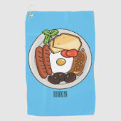 illustratie Engelse ontbijtcartoon Golfhanddoek (Voorkant)