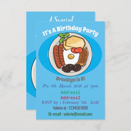 illustratie Engelse ontbijtcartoon Kaart (Voorkant / Achterkant)