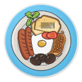 illustratie Engelse ontbijtcartoon Keramische Knop (Voorkant)