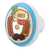 illustratie Engelse ontbijtcartoon Keramische Knop (Rechts)