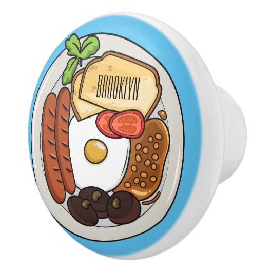 illustratie Engelse ontbijtcartoon Keramische Knop (Rechts)