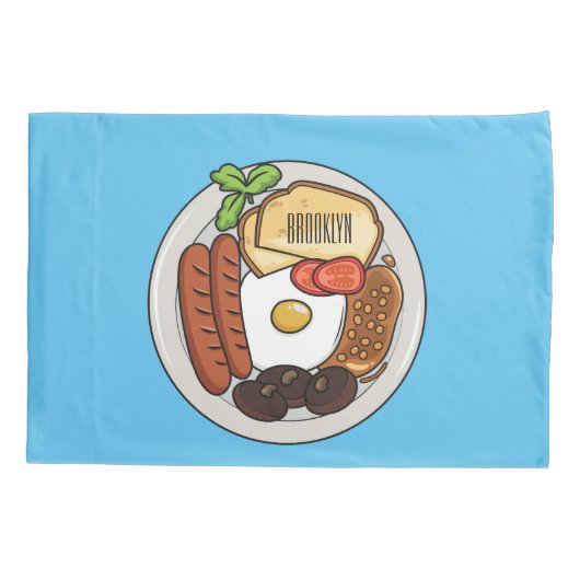 illustratie Engelse ontbijtcartoon Kussensloop (Achterkant)