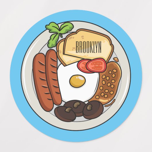 illustratie Engelse ontbijtcartoon Labels (Design 2)