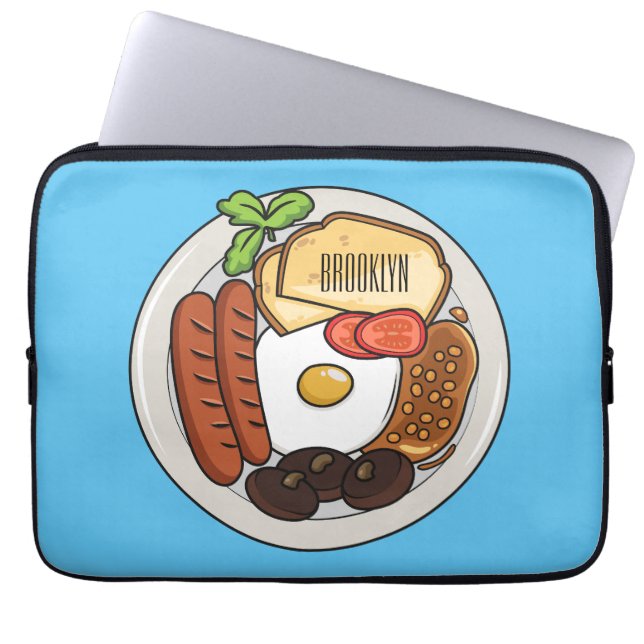 illustratie Engelse ontbijtcartoon Laptop Sleeve (Voorkant)