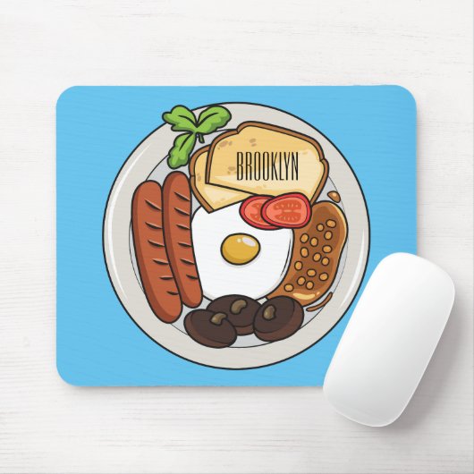 illustratie Engelse ontbijtcartoon Muismat (Met muis)