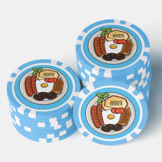 illustratie Engelse ontbijtcartoon Poker Chips (Opstapeling)