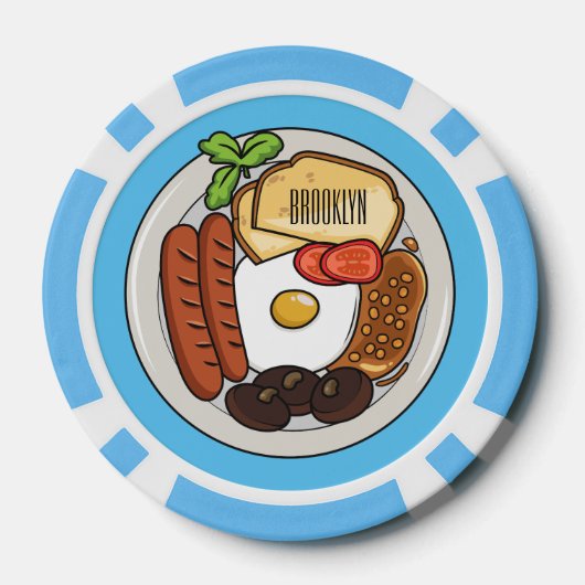 illustratie Engelse ontbijtcartoon Poker Chips (Achterkant)