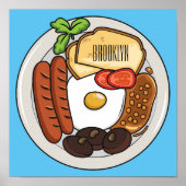 illustratie Engelse ontbijtcartoon Poster (Voorkant)