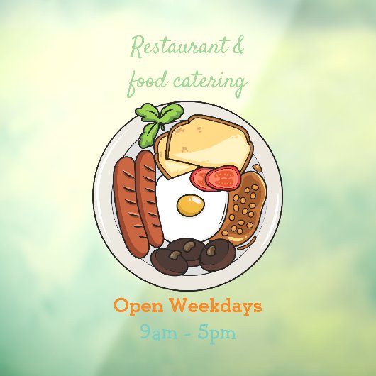 illustratie Engelse ontbijtcartoon Raamsticker (Vel 3)