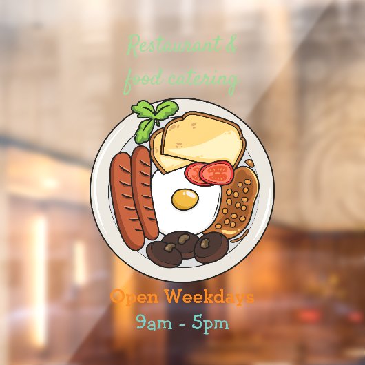 illustratie Engelse ontbijtcartoon Raamsticker (Vel 2)