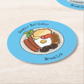 illustratie Engelse ontbijtcartoon Ronde Kartonnen Onderzetter (Gebogen)