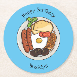 illustratie Engelse ontbijtcartoon Ronde Kartonnen Onderzetter