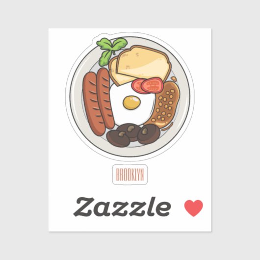 illustratie Engelse ontbijtcartoon Sticker (Vel)