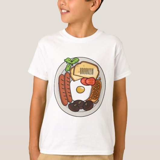 illustratie Engelse ontbijtcartoon T-shirt (Voorkant)