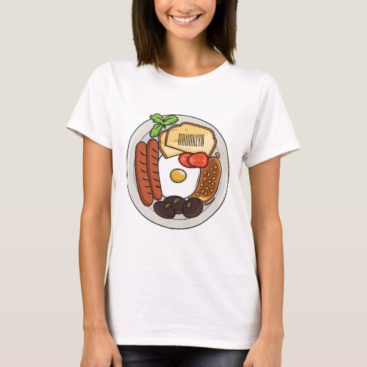 illustratie Engelse ontbijtcartoon T-shirt (Voorkant)