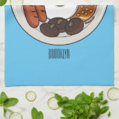 illustratie Engelse ontbijtcartoon Theedoek (Gevouwen)