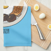 illustratie Engelse ontbijtcartoon Theedoek (Quarter Fold)