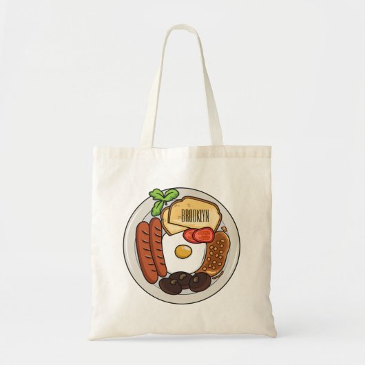 illustratie Engelse ontbijtcartoon Tote Bag (Voorkant)